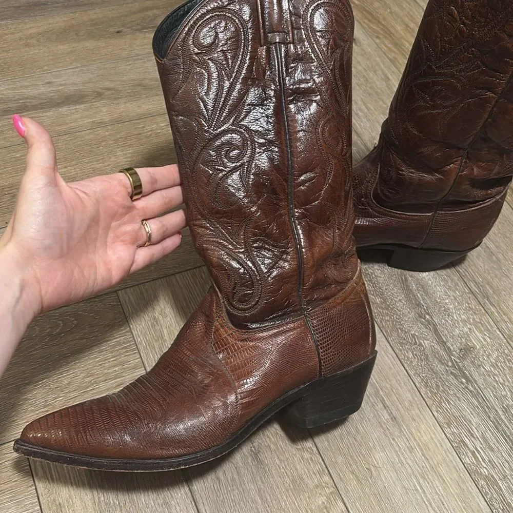 Dan Post Genuine Lizard Cowboy Boots - Picture 2 of 8